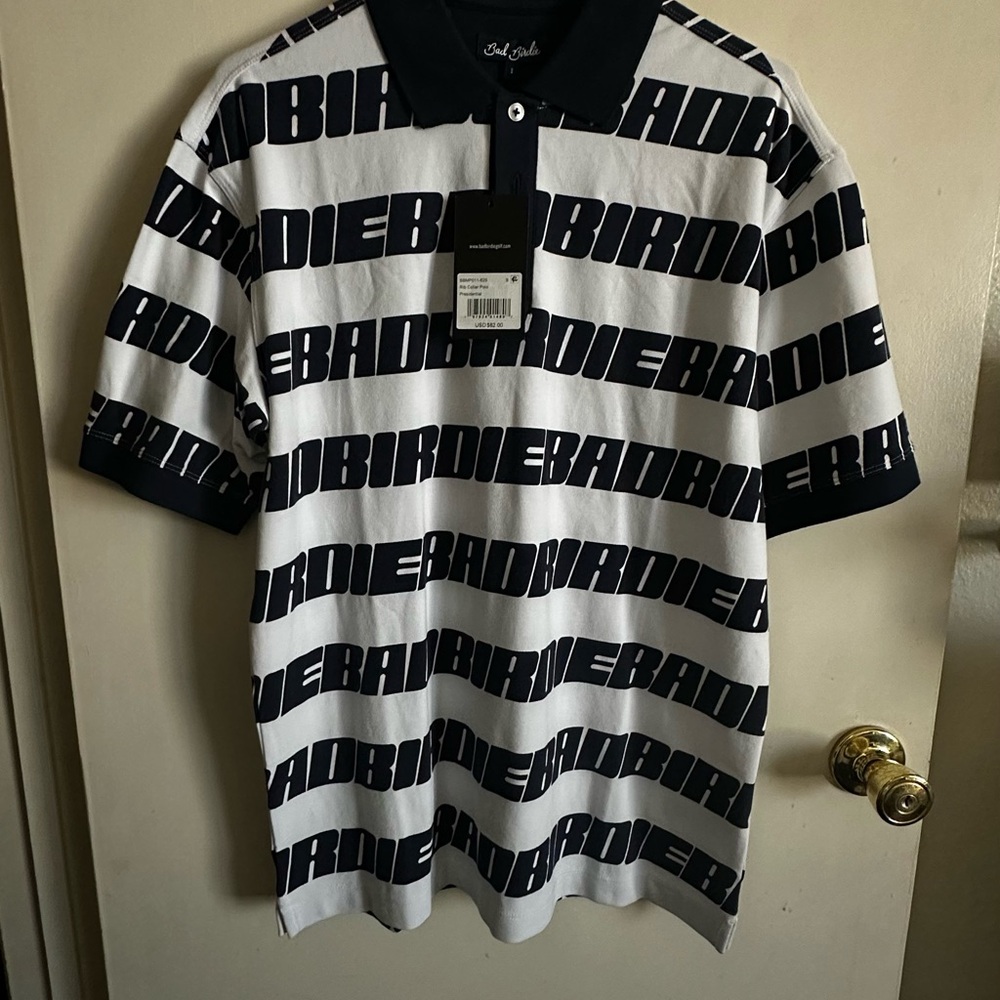 Bad Birdie Men's Black and White Polo Shirt